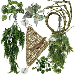 Reptile Plants for Bearded Dragon Tank Accessories, Terrarium Plant Artificia…