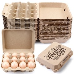Zhanmai 50 Pcs Natural Paper Pulp Egg Cartons Blank Bulk 12 Count Dozen Vinta…