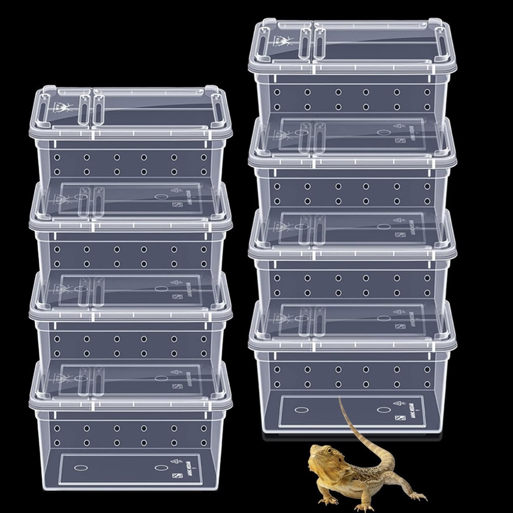 PINVNBY Reptile Feeding Box 8 PCS Snake Breeding Box Reptile Transport Contai…
