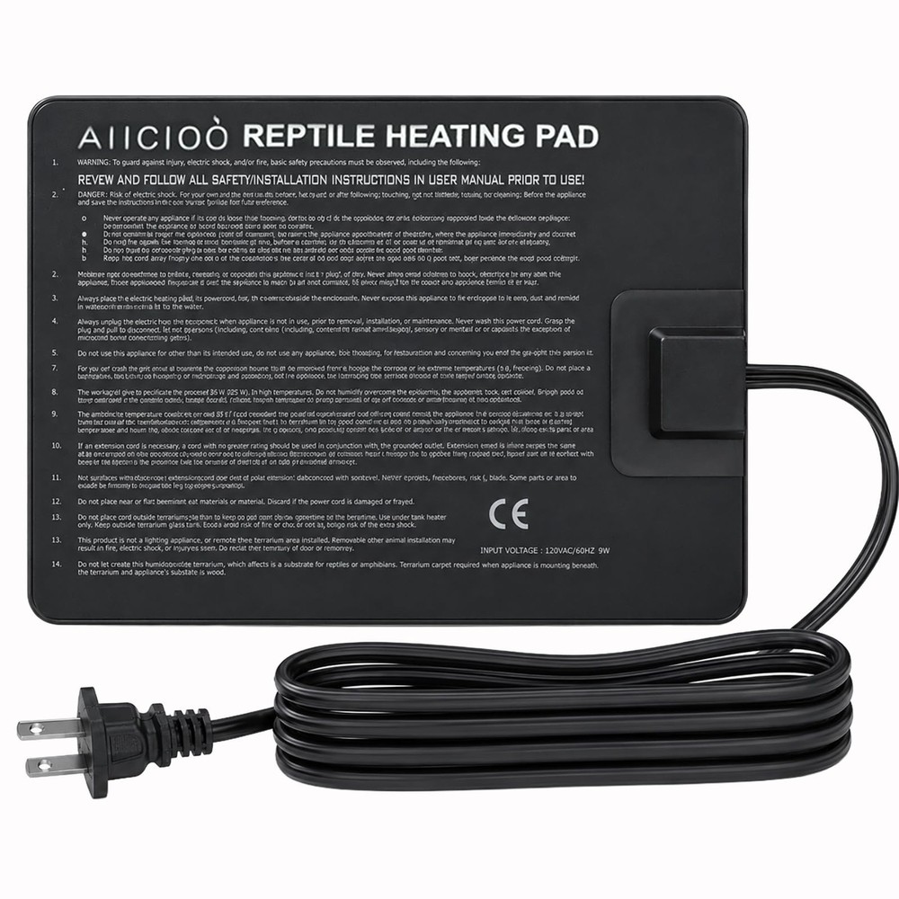 Aiicioo Reptile Heating Pad – Hermit Crab Heater Heat Mat for Reptiles Snake …