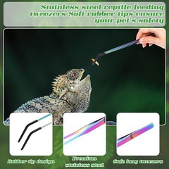 2 Pcs Stainless Steel Reptile Feeding Tongs with Rubber Tip, Aquarium…