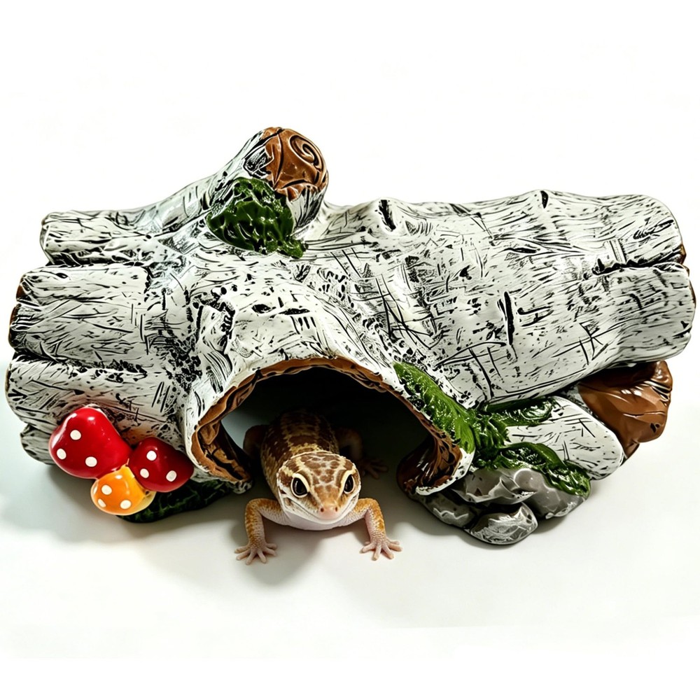 Reptile Hide Cave, Resin Hollow Tree Trunk Hideout, Terrarium Habitat Shelter…