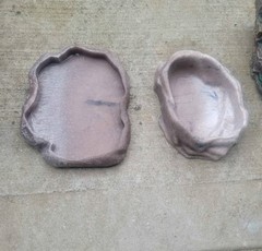 Reptile Food and Water Dishes Set Natural Stone Look