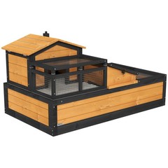 3-Room Tortoise Habitat House w/ Balcony & 2 Stories, 44″ x 25.5″ x 25″, Yellow