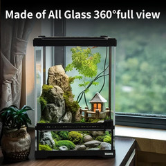 Mini Reptile Glass Terrarium Tank 8″*8″*10″ Full View with Front Opening Door,Am