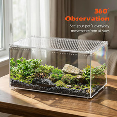 Escape Proof Reptile Terrarium,Shatter Proof Polycarbonate Tarantula Tank with M