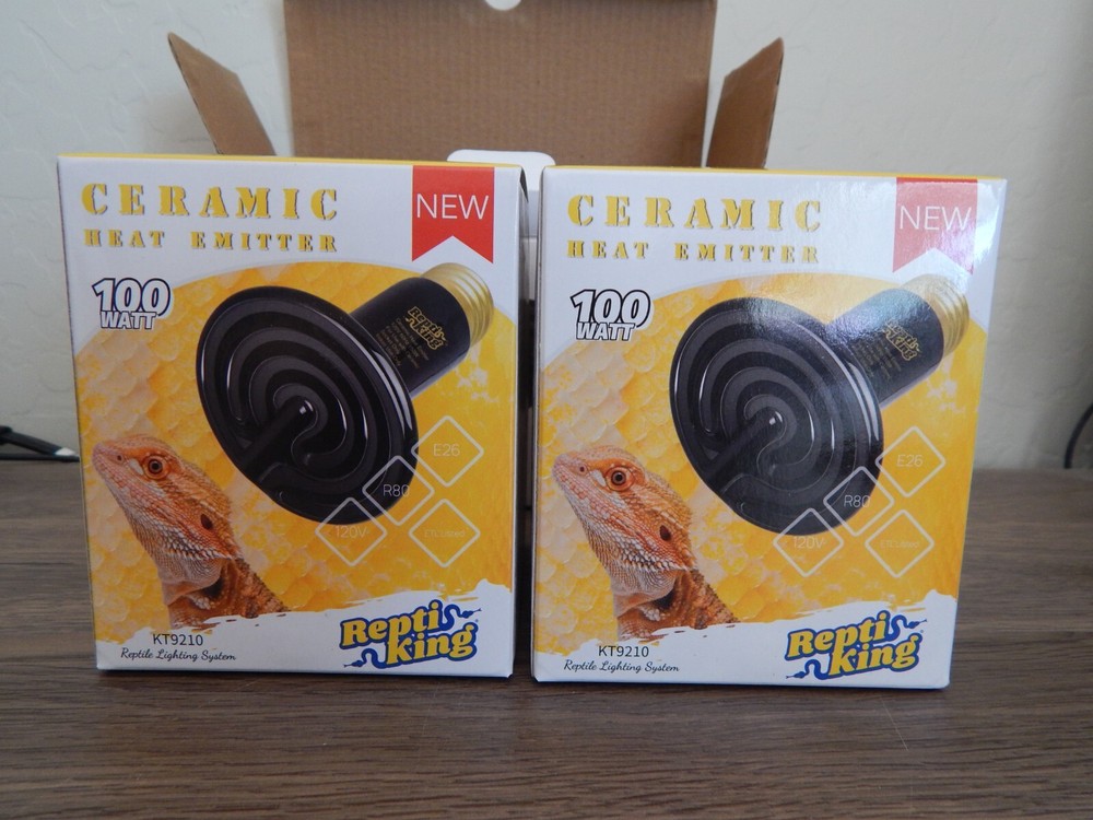 Reptiking Ceramic Heat Emitter, 2-Pack 100W for Reptiles, KT9210