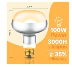 Dual Reptile Lamp Fixture with 100W Daytime Heat & 100W Nighttime