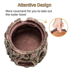 Reptile Hide Cave, Reptile Hideout with Detachable Base and Humidity Dish, 3 in