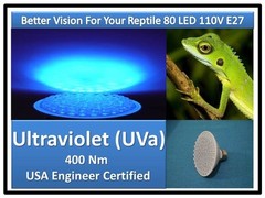 DocBrown Snake Dragon Tarantula Reptile 80LED UV UVa Light Bulb 110V E27 USACert