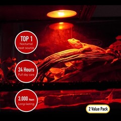 Red Basking Bulb for Reptiles, 2 Pack 100W Upgraded Infrared Basking Spot, Re…
