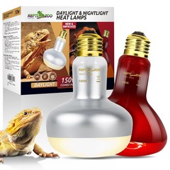 150W Reptile Heat Lamp Bulb Combo – Day & Night Basking Light Set, 2 Pack UVA &