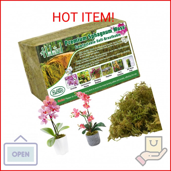 Halatool 2.2LB Premium Sphagnum Moss for Plants, 50QT Green Moss for Plants Indo