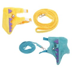 2Pcs Dino Plush Small Pet Harness and Leash Vest Comfortable Outdoor Use