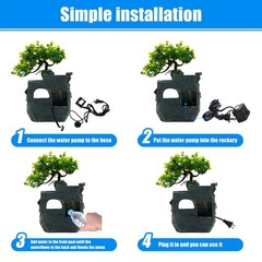 Tabletop Waterfall Fountain – 11 in Rockery Humidifier with Color-Changing LE…