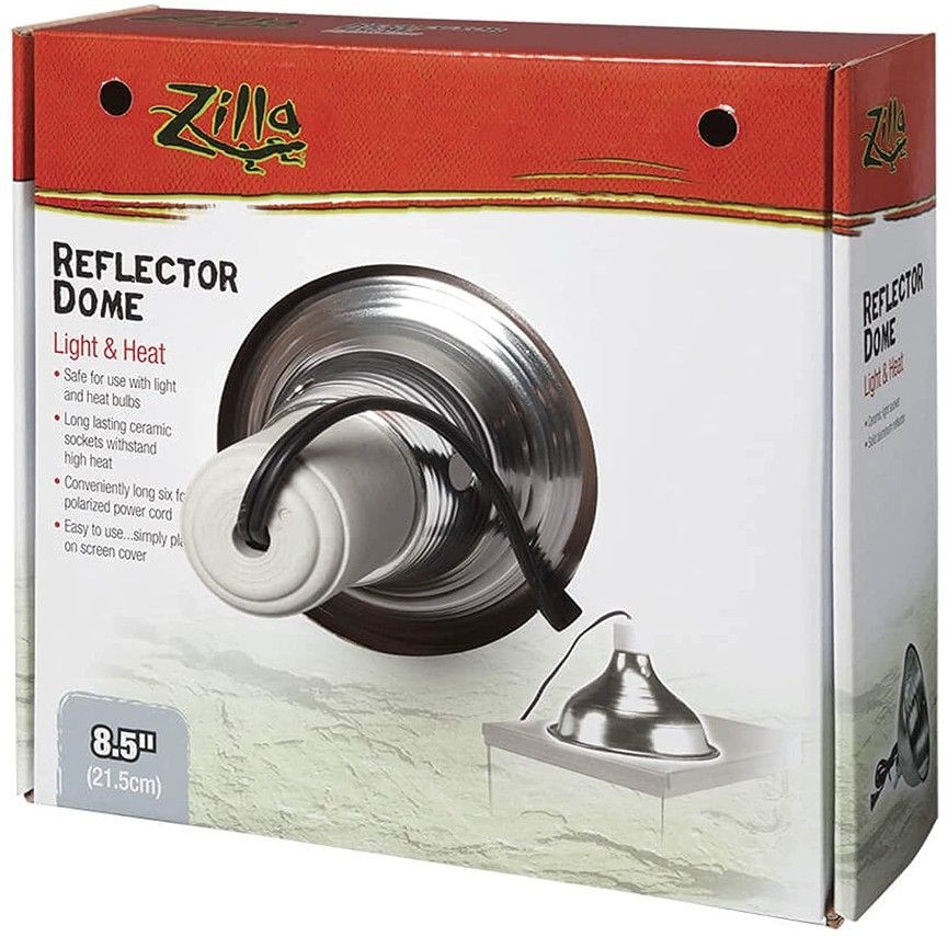 Reptile, Zilla Reflector Dome with Ceramic Socket (150 Watts (8.5″ Diameter))