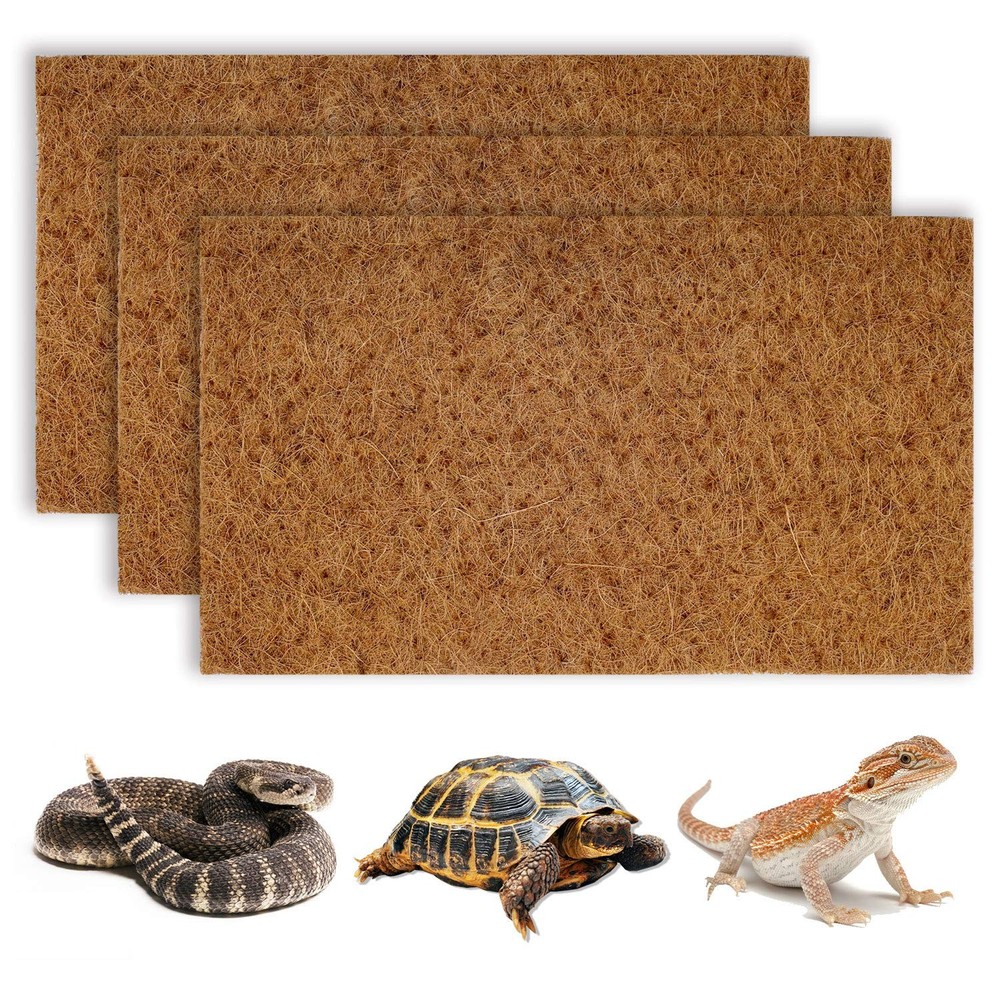 Reptile Carpet Natural Coconut Fiber Tortoise Lizard Mat 3 Pack Pet Terrarium Li