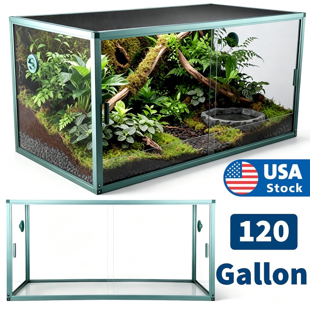 Reptile Enclosure 120 Gallon Large Reptile Terrarium Habitat Tank, 48″x24″x24″