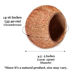 Raw Coconut Shell House for Gecko Snake Ball Python Reptile Hide