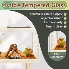 Spacious 65 Gallon Reptile Enclosure for Bearded Dragons & Lizards – Oak Finish