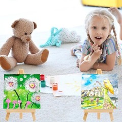 32 Pack, 4 x 4 Inch Mini Canvases with Easel Sets for Painting Small Art Stre…