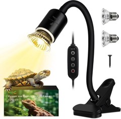 Reptile Heat Lamp 2-Pack with Cycle Timer & 360° Rotation – Adjustable UVA UV…