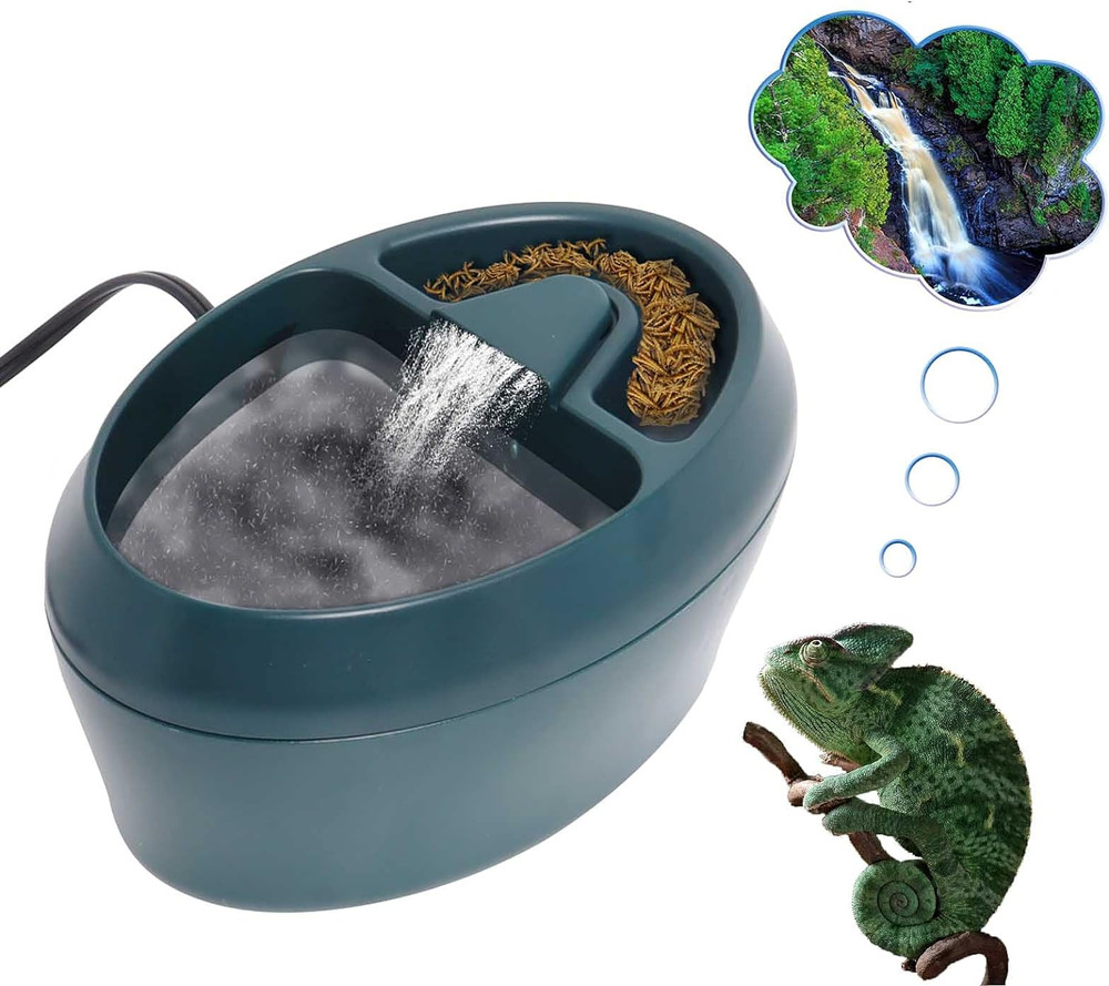 Reptile Chameleon Waterfall Drinking Fountain, Food Bowl Water Cantina Drippe…