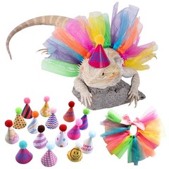 Wodison 15Pcs Bearded Dragon Hats & Lizard Adjustable Tutu Small, Multicolor