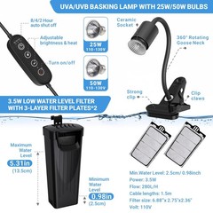 GOZILLA Turtle Tank Kit(Tank+Lamp+Filter), Upgrade PC Turtle Tank Starter Kit…