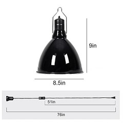 8.5″ Reptile Light Fixture 200W E26 Base, Ceramic Socket, On/Off Switch, UVB Dom