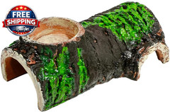 Pet Reptile Caves Hideout with Food Dish Bowl, Terrarium Ornament Habitat Shelte