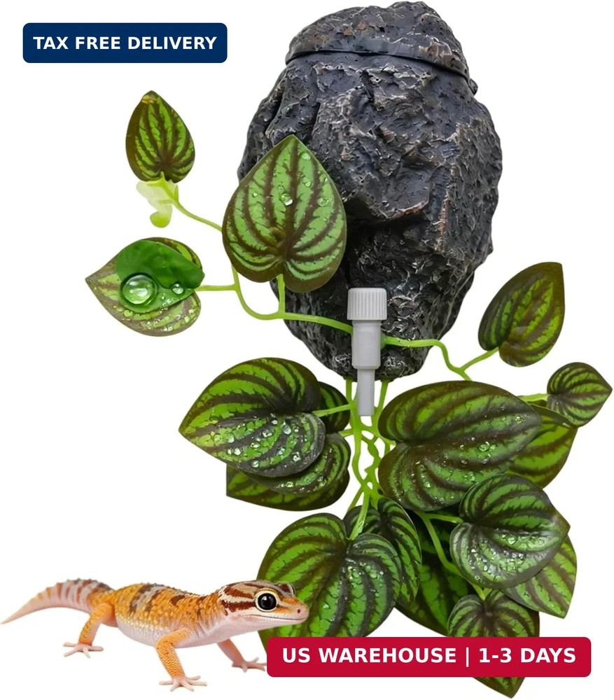 Reptile Water Dish with Dripper, Adjustable Wall-Mounted Water Bowl for Terrariu