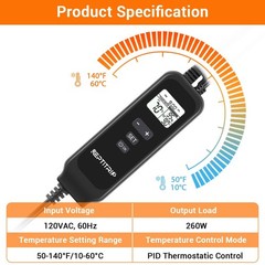 REPTITRIP 5.5 Inch Reptile Heat Lamp Fixture with PID Thermostat & 100W Ceram…