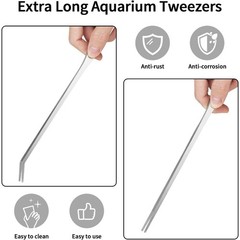 Long Straight and Curved Aquarium Tweezers 10.6 inch Stainless Steel Reptile
