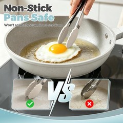 Small Cooking Tongs 7 inch Mini Serving Tongs with Silicone Tips, Set of 3 (B…