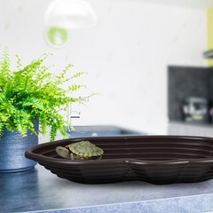 Reptile Feeding Dish Bathing Pool with Ramp for Turtle Large Water Bowl