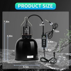 Reptile Light Fixture with Dimming Thermostat, 5.5 Inch Deep Dome Light Fixtu…