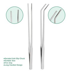 Syn-zer 2PCS Stainless Steel Reptile Feeding Tongs, 10.6 inch Straight Silver