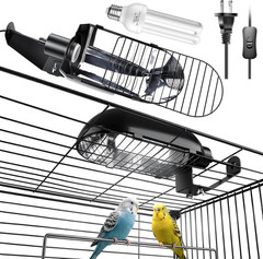 Bird Cage Light Fixture Combo Kit with Chew Guard,Lamp Hood with 2.4% UVB UVA 20