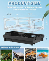 Small Turtle Tank Kit(Tank+Lamp+Filter), Acrylic Turtle Starter Kit with Adjusta