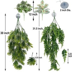Reptile Plants for Bearded Dragon Tank Accessories, Terrarium Plant Artificia…