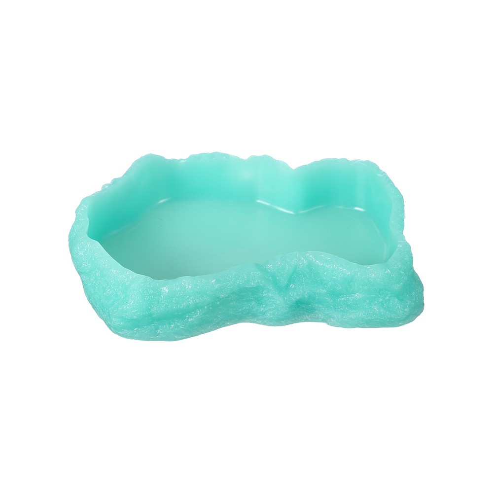 Reptile Food Bowl Reptile Feeding Dish Corner Bowl M (7.3In Glow Lake Blue)