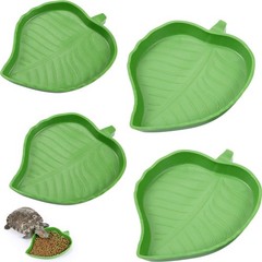 Boao 4 Pcs Leaf Reptile Water Bowl Turtle Feeding Dishes green