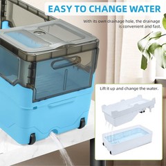 Multi-Zone Turtle Tank with Self-Cleaning, Heat Lamp & Mobility Features – 18.1″