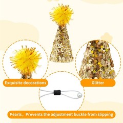 10 Pcs Mini Party Hats for Hamsters Lizards 1 Inch Glitter Cone 0.9*1.9 inch