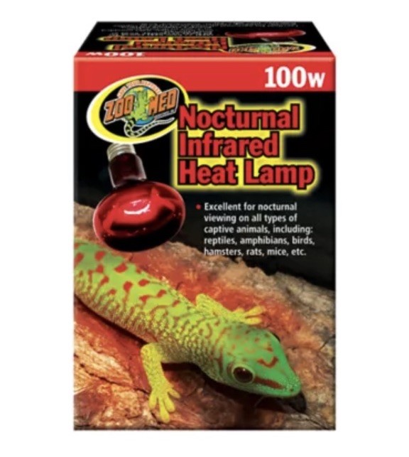 Zoo Med Nocturnal Infrared Heat Lamp, 100 Watts For Reptile Terrarium