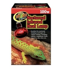 Zoo Med Nocturnal Infrared Heat Lamp, 100 Watts For Reptile Terrarium