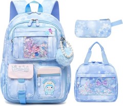 Alrisg Girls Backpack School Bag Kids 17 Inch Purple