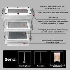Mealworm Breeding Kit For Reptiles, Birds, And Pets 3-Layer Silkworm Feeder Box