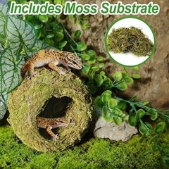 4pcs Crested Gecko Hide,Reptile Mossy Caves Hideout,Leopard Gecko Humid Hide,Nat